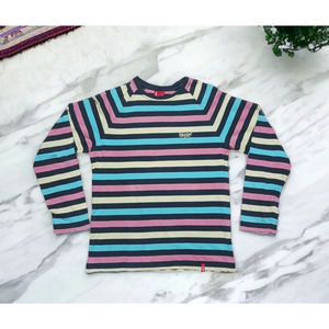 Vintage Women's Red Tab Levi's Striped Long Sleeve T-shirt Y2K Skater Medium